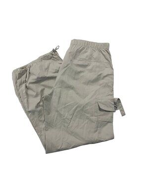 ZARA Cargo Wide Leg Ivory Pants M Gorpcore Baggy Baloon Tie Up Utility Techwear